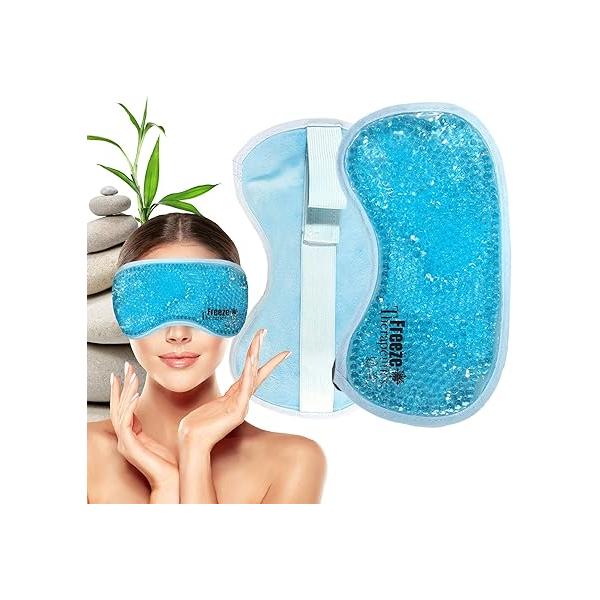 USA Merchant - 2 Redesigned Therapeutic Spa Gel Bead Eye Masks Hot/Cold Reusable Ice Packs with Flexible Beads Compress Therapy for Puffy Eyes, Dark Circles, Headaches, Migraines, Stress Relief