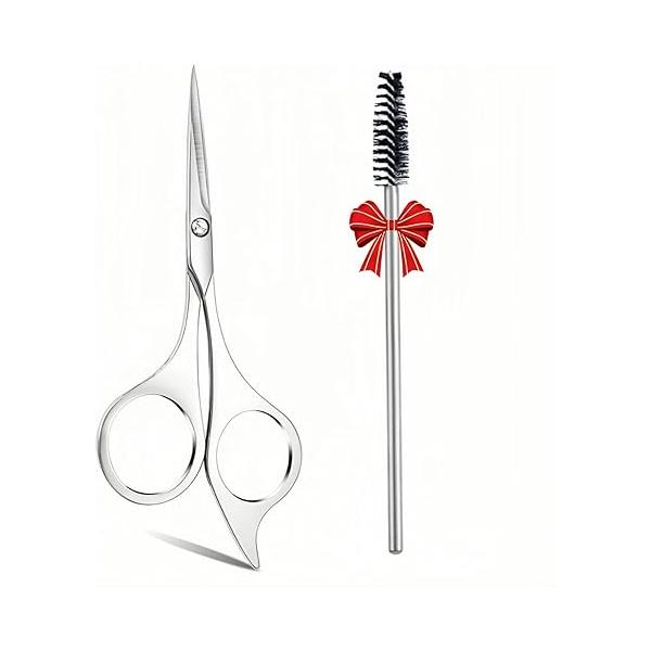 Professional Eyebrow Scissors with Spoolie Brush - Precision Stainless Steel Trimming for Women & Men, Sharp Durable Perfect Shaping, Nose Hair, and Brow Grooming Kit