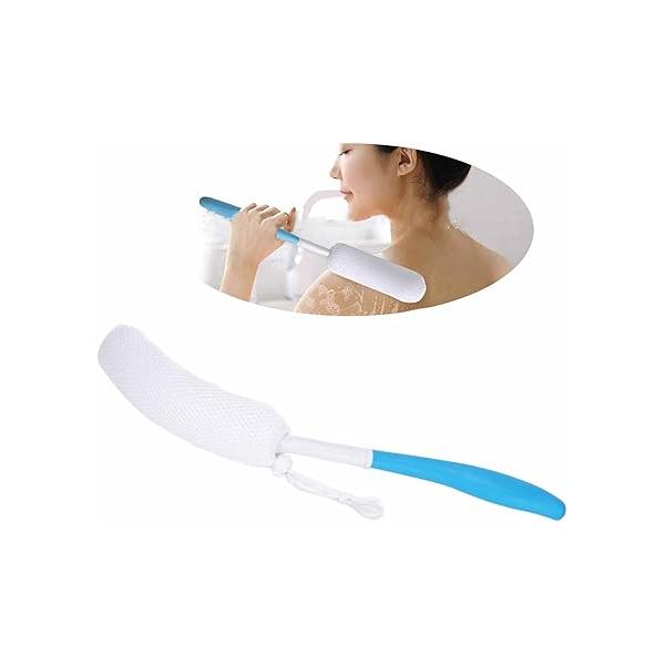 Zetiling Long Handled Bath Sponge, Back Brush with Curved Handle Body Brush, Soft Sponge Cleaning Exfoliating Shower