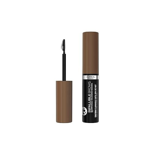 L'Oreal Paris Infallible Volumizing 24H Wear Brow Mascara, Long Lasting Eyebrow Makeup for 2X Fuller Eyebrows, 6.0 Light Brunette, 0.13 Fl Oz