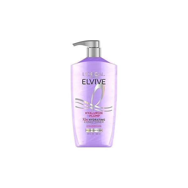 L'Oreal Paris Elvive Hyaluron Plump Hydrating Conditioner for Dehydrated, Dry Hair Infused with Hyaluronic Acid Care Complex, Paraben-Free, 26.5 Fl Oz