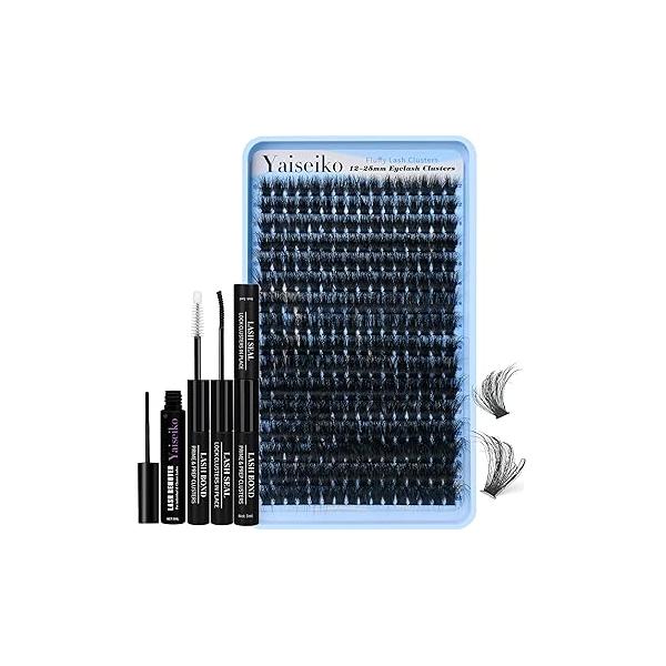 Fluffy Lash Clusters 140D Thick Eyelash 12-25mm Wispy Individual Mega Volume Lashes D Curl Long Cluster Extensions 256Pcs DIY Extension at Home, by Yaiseiko(Plant Fiber)