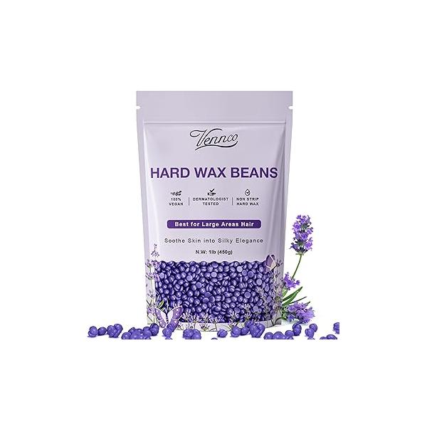 Hard Wax Beads, 1lb Beans For Coarse Hair Removal Sensitive Skin With Pure Aloe Vera, Face Eyebrow Leg Bikini Brazilian Waxing, Perfect Full Body & All Types At Home