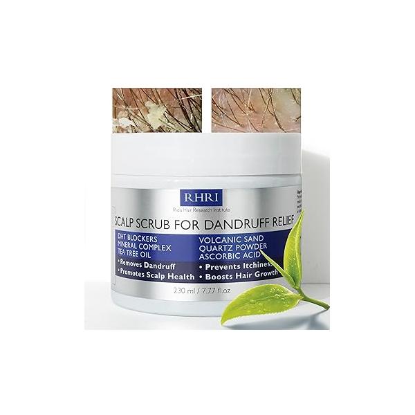 Anti Dandruff Scalp Scrub for Men and Women | Hair Treatment with Tea Tree Oil & DHT Blockers Removes Dandruff, Soothes Itchy Boosts Growth Enriched Mineral Complex