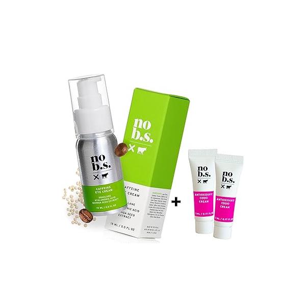 No Bad Stuff - Caffeine Eye Cream with Pure Hyaluronic Acid & Plant Based Squalane Oil, Under for Dark Circles Puffiness, Gluten Free, Vegan, Travel Size, 0.5 FL Oz