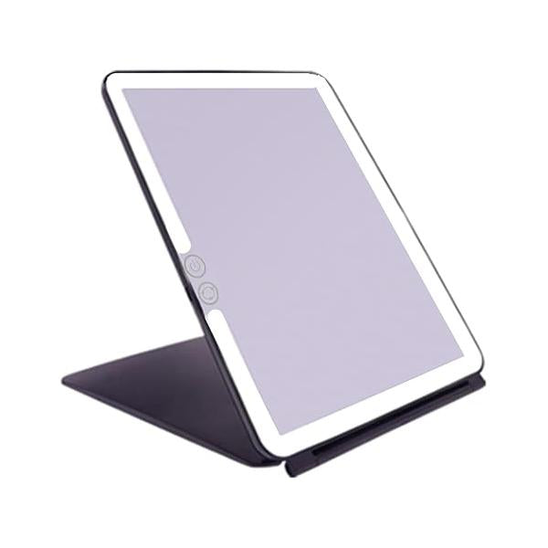 deweisn Folding Travel Mirror Lighted Makeup with 72 LEDs 3 Colors Light Modes, USB Rechargable, Portable, Ultra Thin, CompactVanity Touch Screen Dimming for Cosmetic (Green)