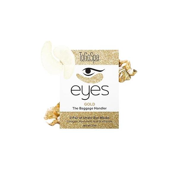 ToGoSpa Golden EYES, Dark Circle Warrior | Premium Clean Anti-Aging Gel Pads with Collagen, Hyaluronic Acid, Aloe Vera, Vitamins C & E, 1 Pack - 3 Pair