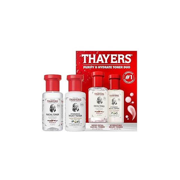 Thayers Purify & Hydrate Skin Care Set, Includes Rose Petal Facial Toner to Reduce Pores and Hydrating Milky for 48H Hydration, 1 Kit