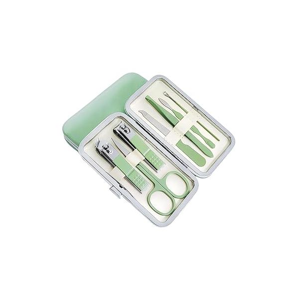 7pcs Manicure set, Nail Clippers Kit, Stainless Steel Clipping Tools Portable Travel Grooming The Best Gift with Luxurious Case (Black-7)