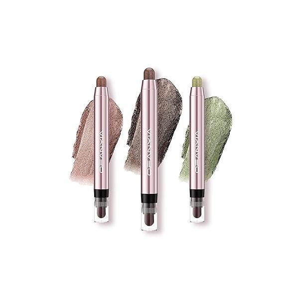 Eyeshadow Wand with Brush, Shimmer Eye Shadow Cream Stick,Waterproof Gold Pen,Brown Pencil Crayon,Green Crayon Sticks,Cream To Powder Base