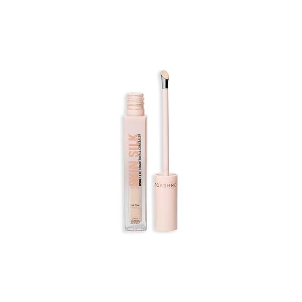 Revolution, Skin Silk Radiant Serum Under Eye Brightener, Hydrates & Smooths with Hyaluronic Acid Squalane, Vegan Cruelty-Free, Fair Cool, 0.13 fl oz