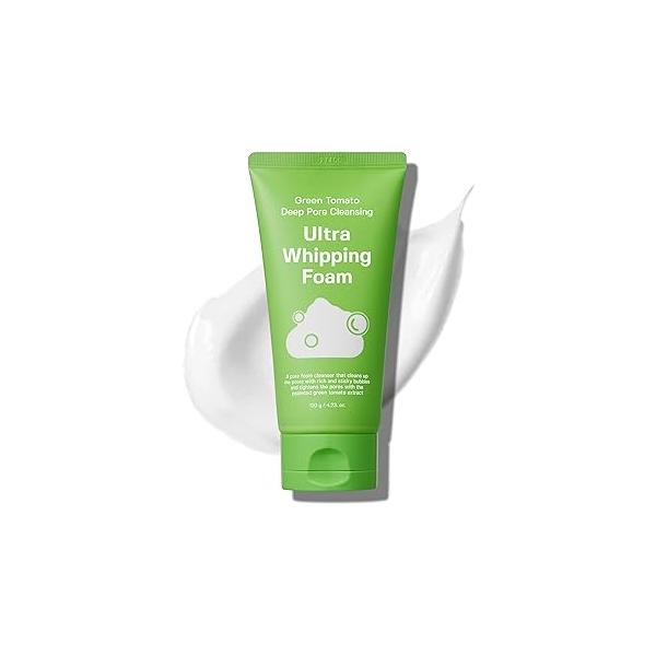 SUNGBOON EDITOR Green Tomato Deep Pore Cleansing Whipping Foam 4.24 oz | Korean Foaming Face Wash for Oily Skin Blackhead Remover & Minimizer Hydrating Skincare