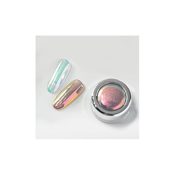 White Pearl Aurora Chrome Nail Powder Magic Mermaid Effect, Clear for Nails Decoration Iridescent Pigment (Purple, M)