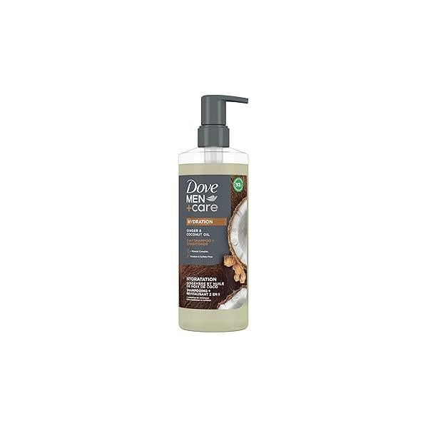 DOVE MEN + CARE 2-in-1 Shampoo Conditioner Ginger & Coconut Oil for Hydrated Hair, +Mineral Complex, 17.5 oz