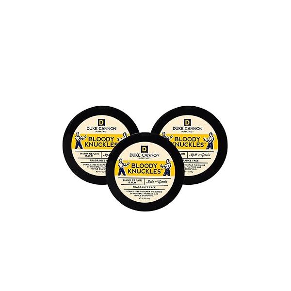 Duke Cannon Bloody Knuckles Hand Repair Balm - Unscented Moisturizer, and Revitalize Dry, Cracked Skin, Ideal for Workers Fighters, 5 oz. (3 Pack)