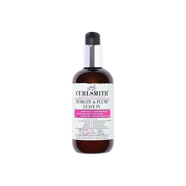 CURLSMITH - Hydrate & Plump Leave In Hair Conditioner, Volumizing and Nourishing for Wavy, Curly or Coily Hair, Vegan (237ml/8fl oz)