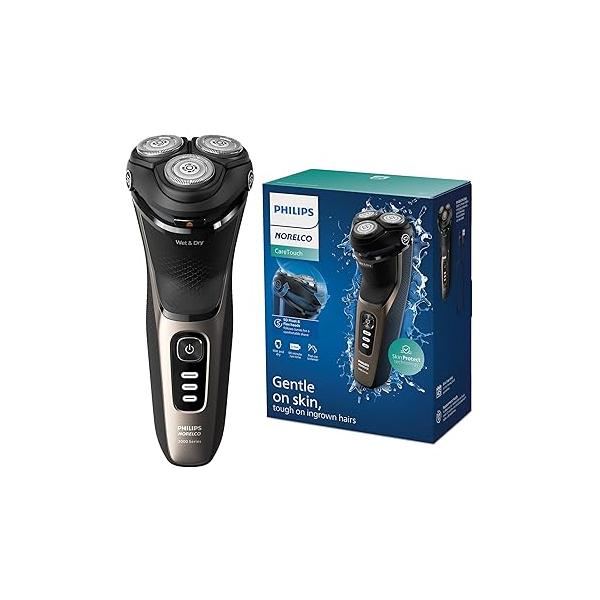 Philips Norelco Shaver 3600 Series, Wet and Dry Electric Shaver, P-Cap, Travel Pouch, Ash Gold, Model S3242/90