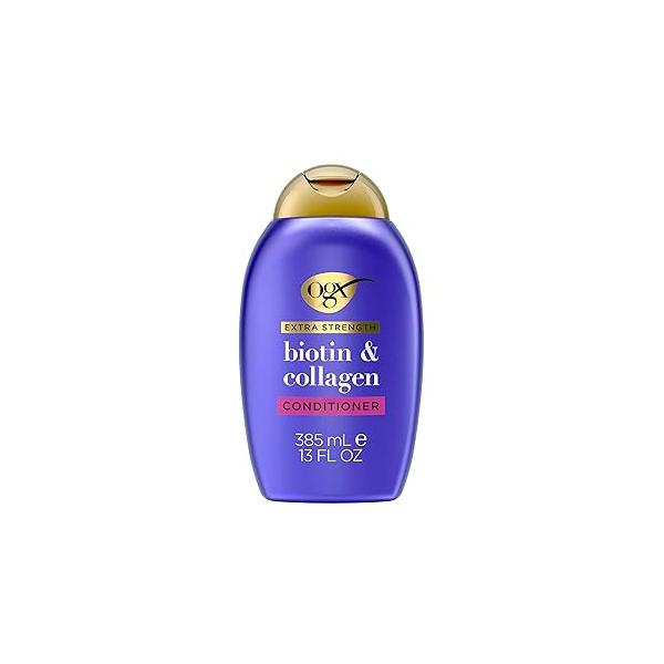 OGX Extra Strength Biotin and Collagen Conditioner, 13 fl oz, Sulfate-Free, Thicker, Fuller Hair