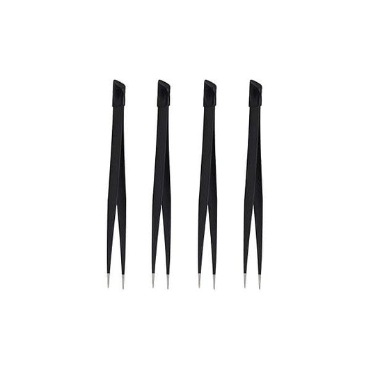 4 Pcs Multifunctional Manicure Tweezers Professional Pointed Tweezer with Rubber Embossing End for Nail Art