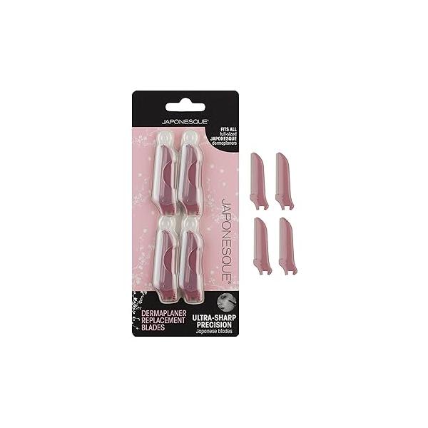 JAPONESQUE Dermaplaner Replacement Blades 4-Pack, Facial Razor Blade Heads Only