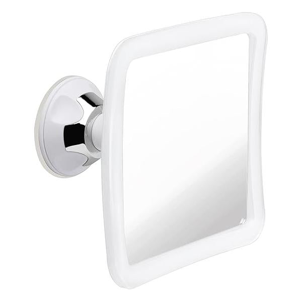 MIRRORVANA Fogless Shower Mirror with 360° Suction Cup - Anti Fog & Mist Free Shatterproof Shaving for Bathroom 16cm x (Pure White)