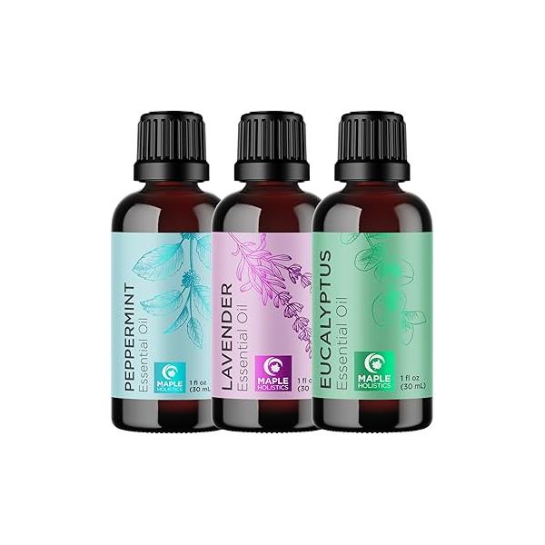 Premium Hair Oils for and Skin - Pure Peppermint Lavender Eucalyptus Care Treatment Set with Essential Oil 1 Fl Oz Each
