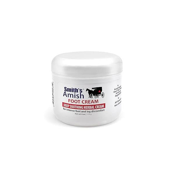 SMITH'S AMISH Foot Cream (4 oz.) Deep Soothing Herbal for Intense and Leg Discomfort including Burning, Cramping Restlessness Sensations