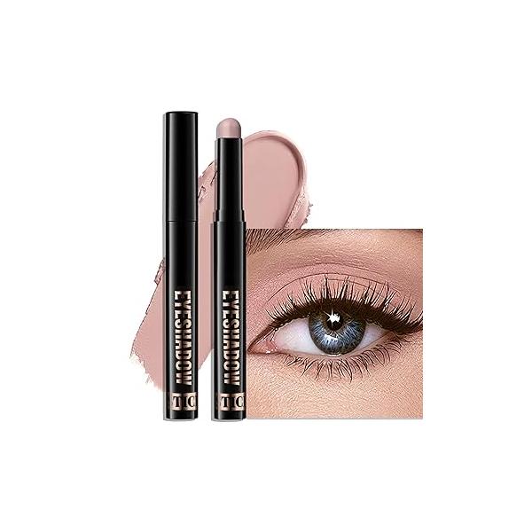 Eyeshadow Stick Shimmer Waterproof Long Wear Eye Brightener Cream to Powder Glitter Shadow Crayon High Pigmented Highlighter Liner Pencil Makeup Crease-Proof Buildable Color, 9 CHAMPAGNE