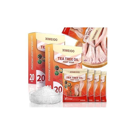 40 Pack Tea Tree Oil Foot Soak with Epsom Salt Lavender Salts for Dry Cracked Feet Soaker - Pedicure Supplies SpaToenail Athletes Foot, Odor Scent, Softens Calluses