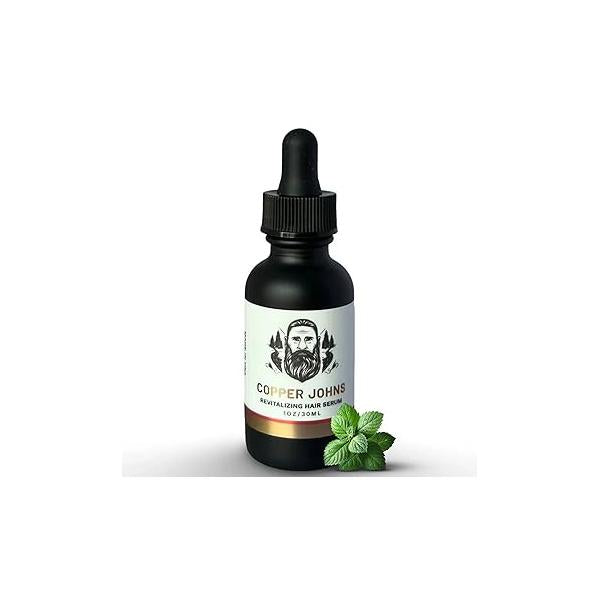 Revitalizing Hair Serum, Strengthens Reducing Breakage, Soothes Scalp Dandruff, Moisturizes & Promotes Growth, Peppermint, 1oz