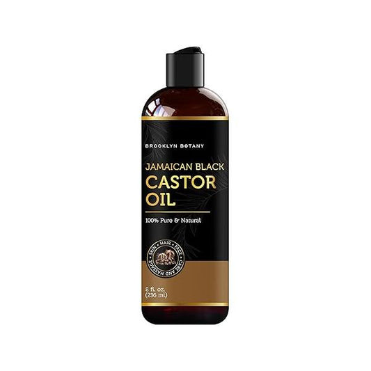 Brooklyn Botany Jamaican Black Castor Oil for Hair Growth, Eyelashes & Eyebrows - 100% Pure and Natural Carrier Oil, Body Massage Aromatherapy 8 Fl Oz
