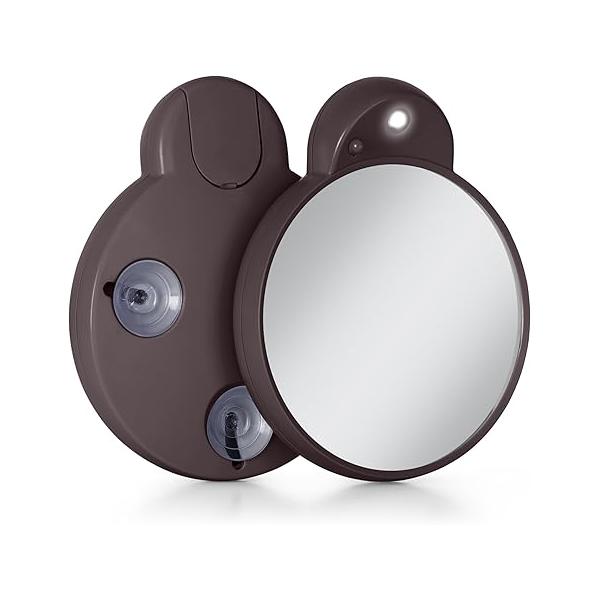 Zadro Magnification Lighted Compact Mirror with LED Light & Retractable Suction Cups - Travel Makeup Mirror, Cool White 6400K Lighting, Battery Operated, Made in USA (Black, 15X | 4.3" L x 3.5" W)