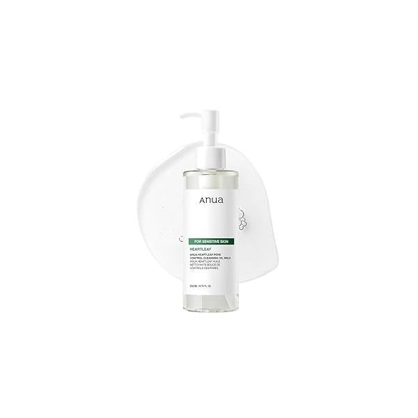 ANUA Heartleaf Pore Cleansing Oil MILD, Sensitive Skin Face Wash, Cleanser for Face, Makeup Blackhead Remover, Korean Care, Non-Comedogenic, Fragrance Free 6.76 fl oz(200ml)