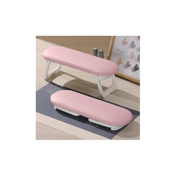 Nail Arm Rest, Foldable PU Leather Hand Rest For Manicure, with Soft Mat for Table, Acrylic Nails/Nail Pillow Manicure Salon Use-white