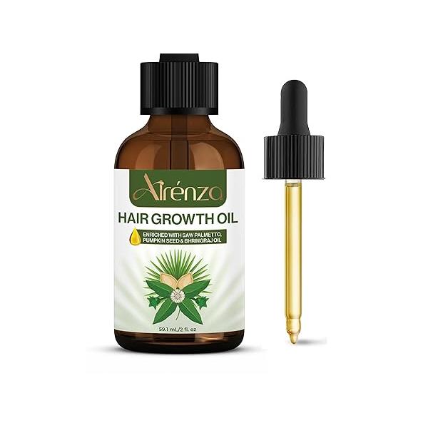 Pumpkin Seed Oil for Hair Growth - Saw Palmetto, Bhringraj Oil, Black Cumin & Rosemary Nourishing, Hydrating, Volumizing Formula Fuller, Thicker Hair, 2 fl. oz/59.1mL Vegan
