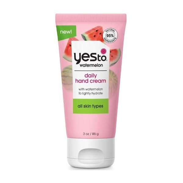 Yes To Watermelon Daily Hand Cream, Hydrating & Creamy Texture Provide Instant Moisturization Without Greasy Residue, With Shea Butter Antioxidants, Natural, Vegan Cruelty Free, 3 Oz
