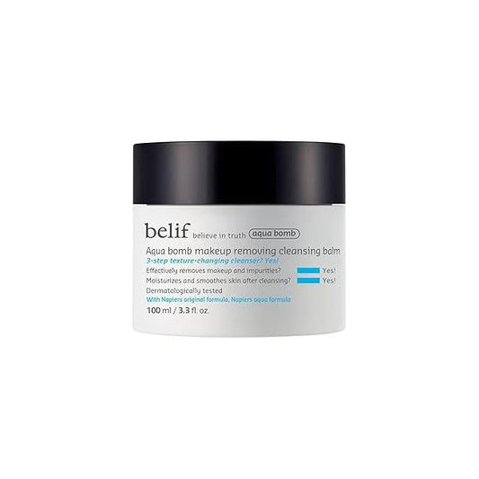 belif Aqua Bomb Cleansing Balm Makeup Remover, Hydrate & Deep Cleanse in 1 Step, No Mess Clean Up, Melt Away SPF, to Oil Cleanser Formula, Oily Residue, Korean Skin Care