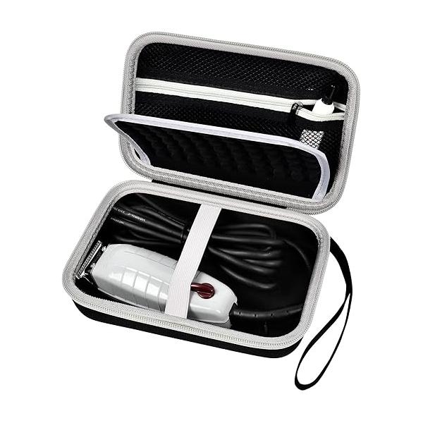 Case for Andis Professional T-Outliner Beard & Hair Trimmer, Model GTO 04780/04710/04603/04775, with Mesh Pocket Attachment Set - Bag Only (Black+Grey Inner)