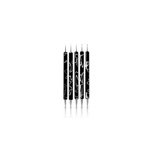 5Pcs Dotting Tools Nail Art Double-Ended Tool Embossing Stylus Manicure Design, Painting, Sculpting & DIY Decorations (Black)