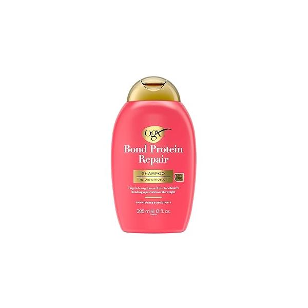 OGX Repair & Protect Bond Protein Shampoo, Lightweight Hair Wash Cleanses Targets Damaged Areas for Effective Repair, Sulfate-Free Surfactants, 13 fl. oz