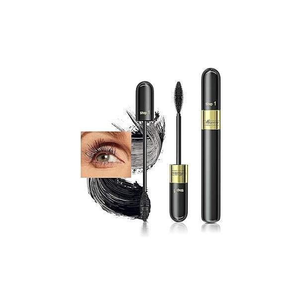 Waterproof & Smudge-Proof Tubing Mascara - Long-Lasting 2-1 Black for Natural Length and Volume Eye Makeup, Curling Eyelashes, No Flaking, Clumping, Vegan Cruelty Free (Pack of 1)