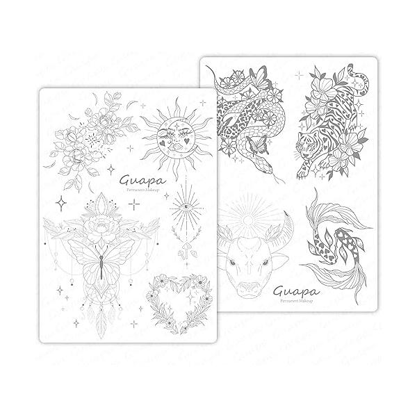 2pcs Silicone Pre Printed Tattoo Practice Skin with 9 Exquisite Designs (Pink Skin)