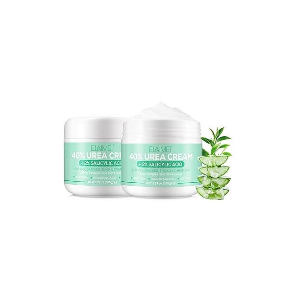 Urea Cream 40 Percent for Feet Maximum Strength,40% Plus 2% Salicylic Acid,Foot and Hand with Tea Tree,and Aloe Vera(5.29 OZ/150g/2pack)