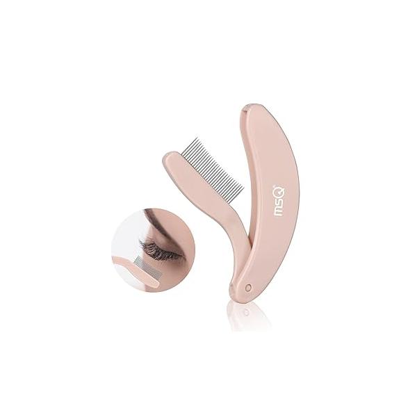 Eyelash Comb MSQ Separator Tool Folding Brush Lash for Makeup (khaki)