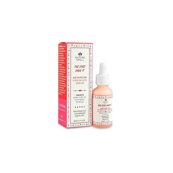 Nature Spell Eye Serum, Targets Dark Circles, Puffiness & Eyebags, Infused with Watermelon Goji Berries, Vegan, 1 Fl Oz