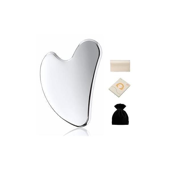 Stainless Steel Gua Sha Facial Tools Metal Detail Stone Body Lymphatic Drainage Massager Face Guasha Sculpting Tool Skin Care