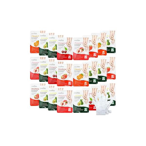24 Pcs Fruits Beauty Hand Foot Mask Bulk Hydrating Moisturizing Gloves Shea Butter Aloe for Spa Kit Skincare Gift Kits Women