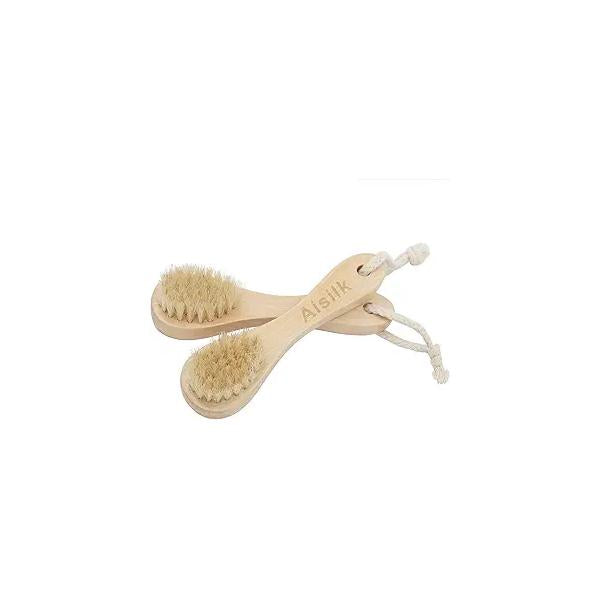 Wooden Facial Cleansing Brush Natural Bristles Wood Handle Wash Clean Exfoliate Scrub Cleaning Brushing Exfoliating Exfoliation Skin Care Face Cleanser Brushes 2 Pack Set