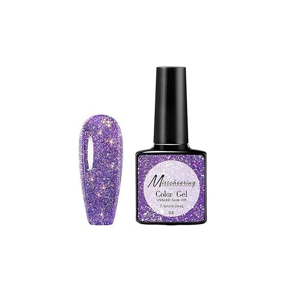 Holographic Nails,Nail Glitter Powder,Bursting Nail Glue Crystal Rhinestone Reflective Shimmer Salon Fake Nails Colorful Exquisite Decoration