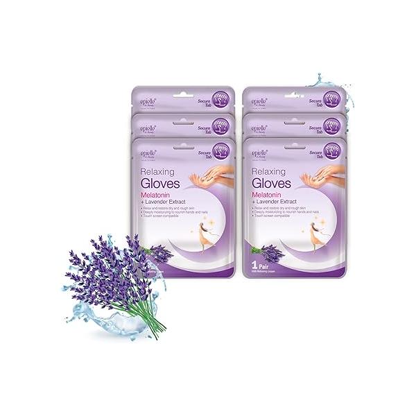 Epielle Relaxing & Nourishing Hand Foot Masks 12 Pairs, Repair and Relax Dry Hands Cracked Heels with Lavender Extract Hemp, Korean Skin Care, Spa Self Care Gifts for Women, 6 Gloves Socks